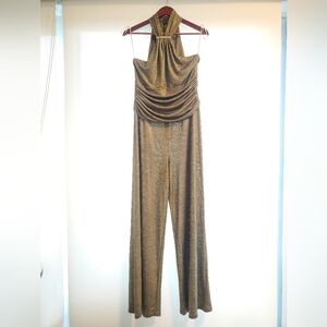 Nine West Golden Halter Jumpsuit